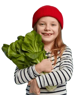 happy girl with vegetables